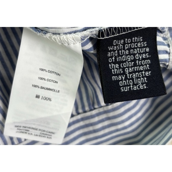 Madewell Women's Top Size XXS Wrap Front Tie Blue White 3/4 Sleeves 100% Cotton - Picture 3 of 8